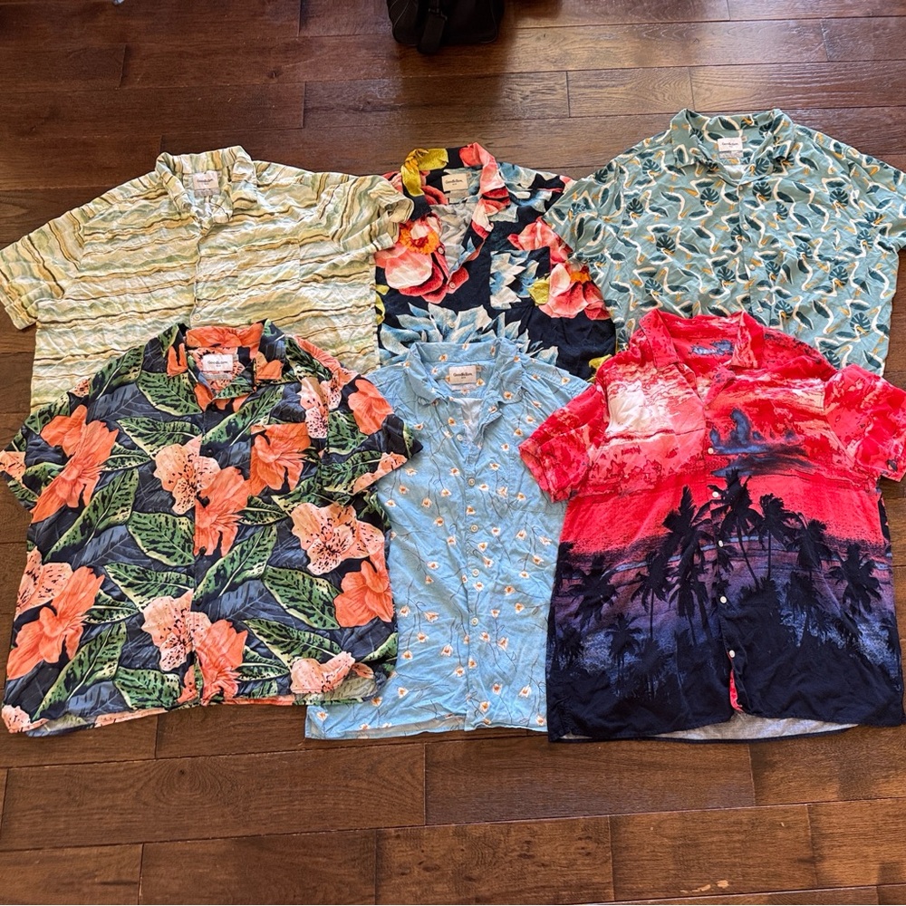 Lot of six Goodfellow 2XL short sleeve button-down shirts, 100% rayon.